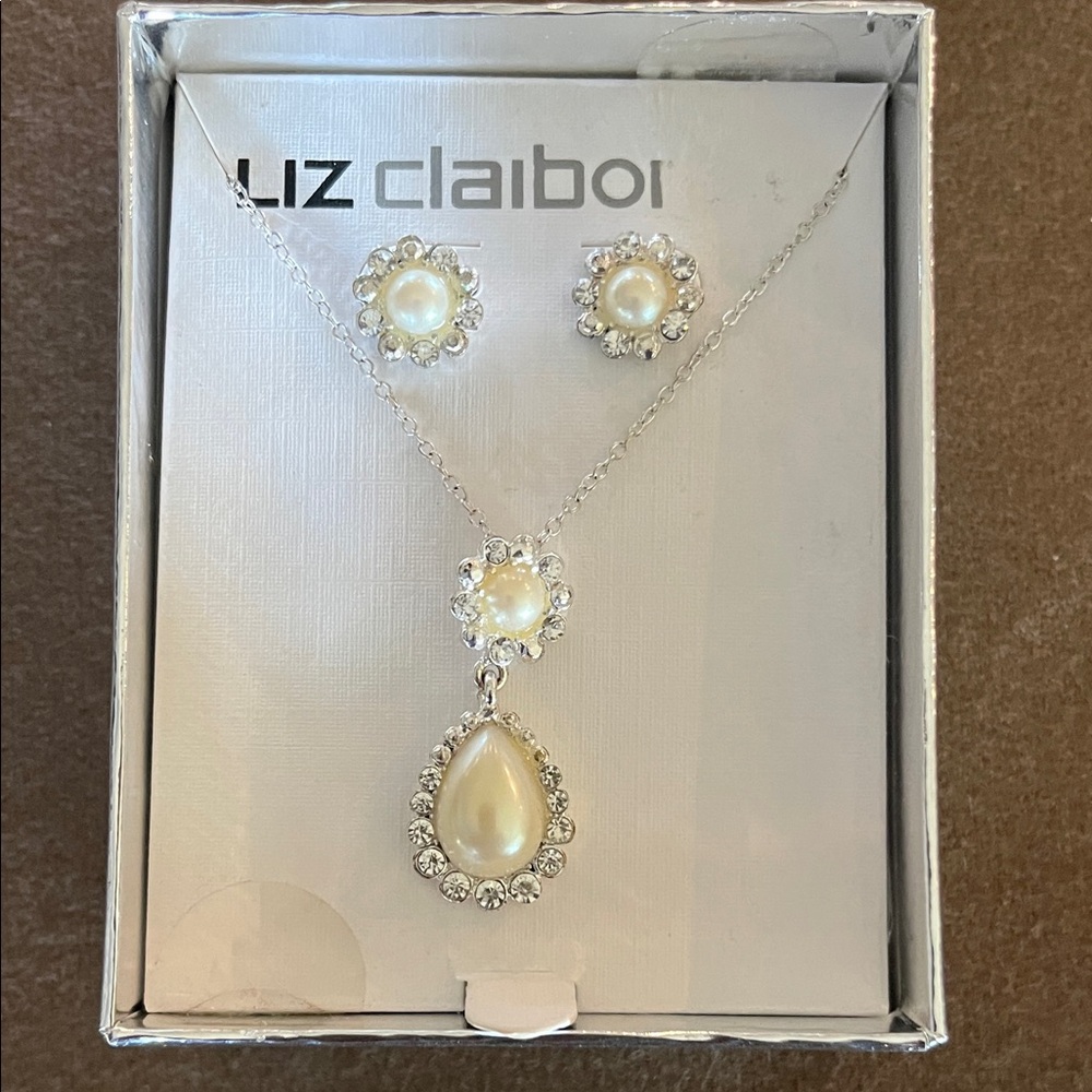 Liz Claiborne Silver Necklace with Cream Accents